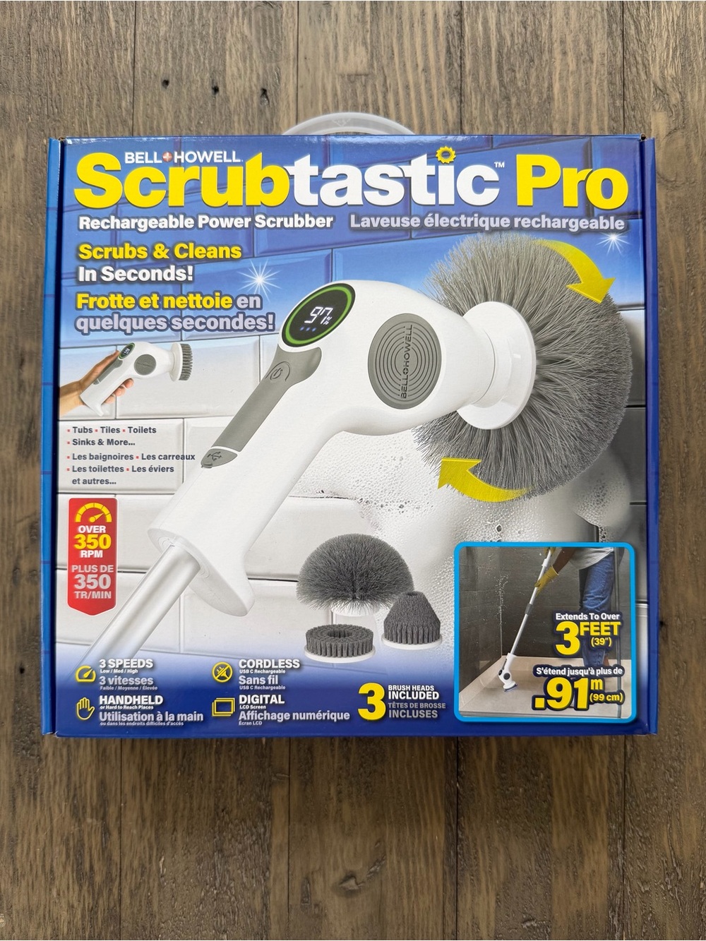 Scrubtastic Pro Rechargeable Power Scrubber - White/Grey